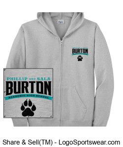 Small Burton  Front Graphic, Large Pumas Back Graphic Youth Zip-up Sweatshirt Design Zoom